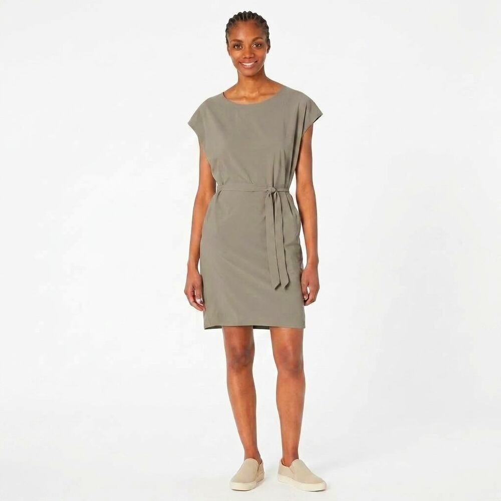 Arc'teryx Mini Dress Contenta Belted Cap Sleeve UPF 50+ Outdoor Fallow Tan Sz M